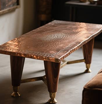 Peshawar Coppersmith Hammered Copper Coffee Table
